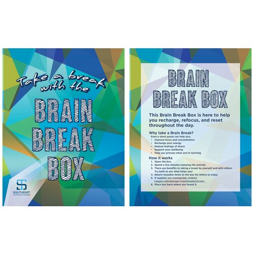 Brain Break Box wellness booklet cover and interior spread