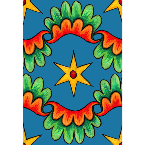 Bright Star surface pattern: folk-art star medallion
