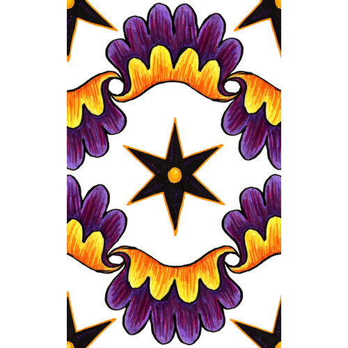 Dark Star surface pattern: folk-art star medallion