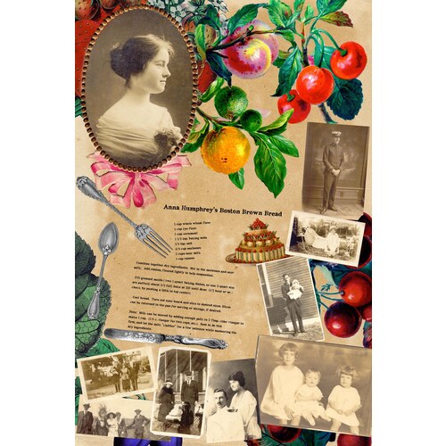 Recipe Tea Towel design: heirloom recipe with family archival photos