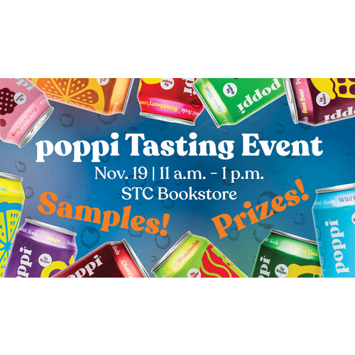 Colorful poppi soda tasting event promo